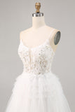 White A-Line Appliqued Tulle Homecoming Dress