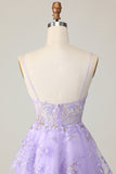 Purple A Line Homecoming Dress with Appliques