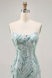 Bodycon Beaded Green Homecoming Dress with Sequins