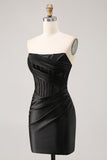 Corset Strapless Lace Black Homecoming Dress
