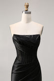 Corset Strapless Lace Black Homecoming Dress
