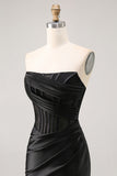 Corset Strapless Lace Black Homecoming Dress