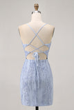 Sequin Corset Grey Blue Tight Homecoming Dress