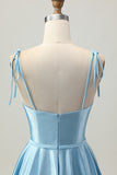Cute Satin A Line Blue Homecoming Dress