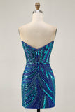Sparkly Purple Strapless Tight Homecoming Dress