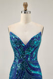 Sparkly Purple Strapless Tight Homecoming Dress