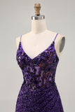 Sparkly Dark Purple Corset Homecoming Dress with Lace-up Back