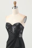 Strapless Tight Black Homecoming Dress With Sequins