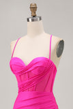 Fuchsia Corset Halter Tight Homecoming Dress