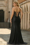 Black Strapless Corset Mermaid Plus Size Prom Dress