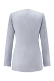 Grey Blue Long Sleeve 2 Piece Women Prom Suit