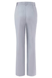 Grey Blue Long Sleeve 2 Piece Women Prom Suit