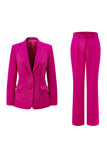 Dark Fuchsia 2 Piece Notched Lapel Women Prom Suit