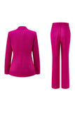 Dark Fuchsia 2 Piece Notched Lapel Women Prom Suit
