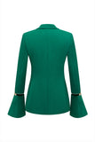 Dark Green Paek Lapel 2-Piece Women Suits With Flare Sleeves