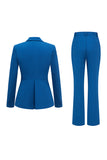 Dark Blue 2-Piece Paek Lapel Women Suits