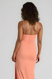 Spaghetti Straps Sheath Sunset Bridesmaid Dress With Slit