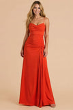 A-Line Spaghetti Straps Burgundy Bridesmaid Dress