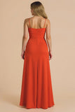 A-Line Spaghetti Straps Burgundy Bridesmaid Dress