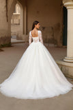 Ivory Long Sleeve Bridal Gown Dress With Appliques