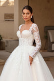 Ivory Long Sleeve Bridal Gown Dress With Appliques