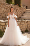 Corset Ivory A-Line Off the Shoulder Wedding Dress With Appliques