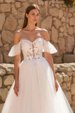 Corset Ivory A-Line Off the Shoulder Wedding Dress With Appliques