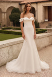 Off The Shoulder Mermaid Ivory Wedding Dress