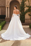 Strapless Appliqued Ivory Bridal Gown Dress With Sweep Train
