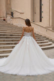 Corset Ivory Court Train Bridal Gown Dress With Appliques