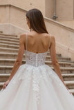 Corset Ivory Court Train Bridal Gown Dress With Appliques