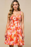 Sunset Printed A Line Spaghetti Straps Mini Dress