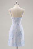 Corset Light Blue Bodycon Printed Homecoming Dress