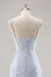 Corset Light Blue Bodycon Printed Homecoming Dress