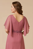 Desert Rose A-Line V-Neck Mother Of The Bride Dress With Appliques