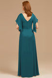 Grape V-Neck A-Line Mother Of The Bride Dress with Appliques