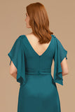 Grape V-Neck A-Line Mother Of The Bride Dress with Appliques