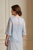 Silver Tiered Lace 2 Piece Mother Of The Bride Dress