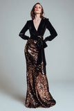 Sparkly Black and Coffee Sheath Formal Dress