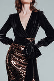 Sparkly Black and Coffee Sheath Formal Dress