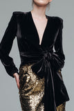 Black and Gold Sheath Long Formal Dress with Sequins