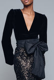 Sparkly Mermaid Black Long Sleeve Formal Dress with Bow