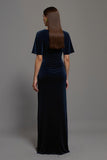Navy Velvet Sheath Formal Dress with Slit