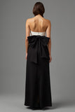 Black and White Strapless Sheath Formal Dress with Bow