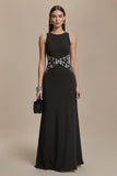 Black Long Sleeveless A Line Formal Dress