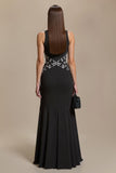 Black Long Sleeveless A Line Formal Dress
