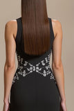 Black Long Sleeveless A Line Formal Dress