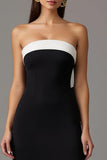 Strapless Sheath Black Formal Dress with Slit