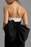 Strapless Sheath Black Formal Dress with Slit
