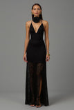 Black Halter Long Sheath Formal Dress